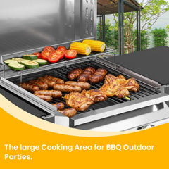 COWSAR warming rack and cooking surface holding finished items to preserve temperature