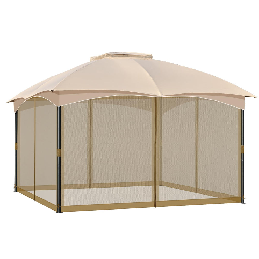 COWVIE front view of four-panel netting restoring gazebo protection and airflow
