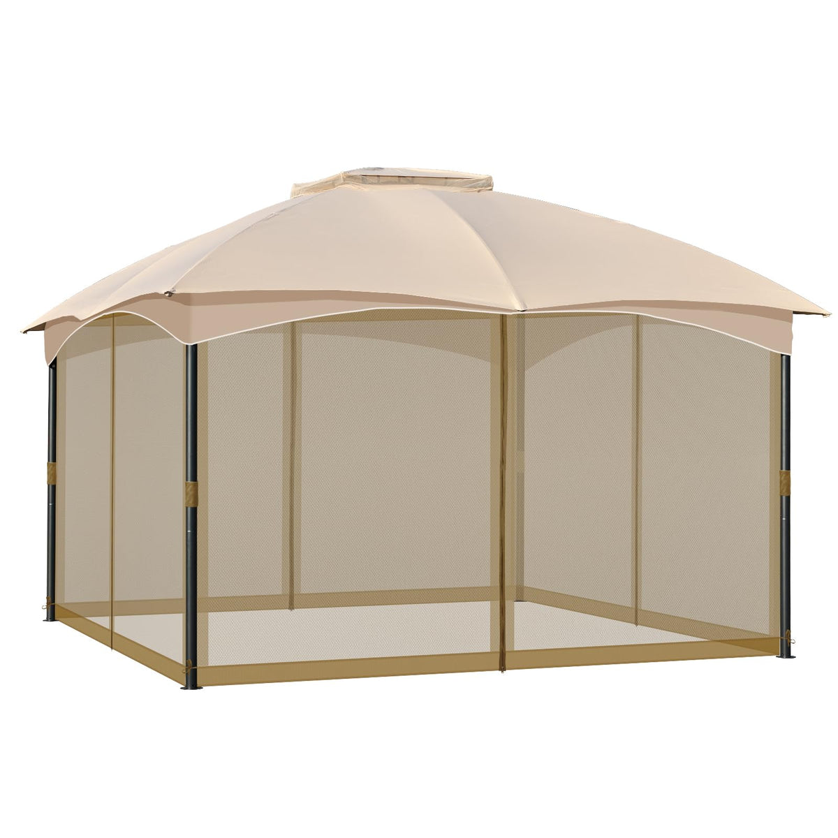 COWVIE front view of four-panel netting restoring gazebo protection and airflow