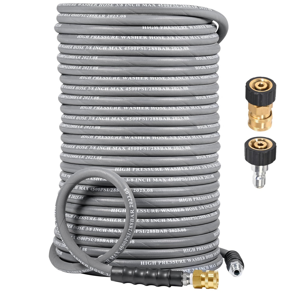 coyardor front packaging showing hose and included adapters for clear compatibility