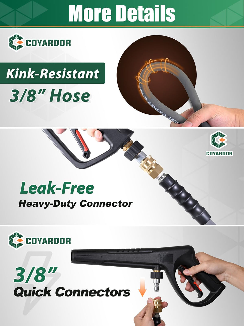 coyardor hose in use washing a driveway showcasing long reach and efficient cleaning