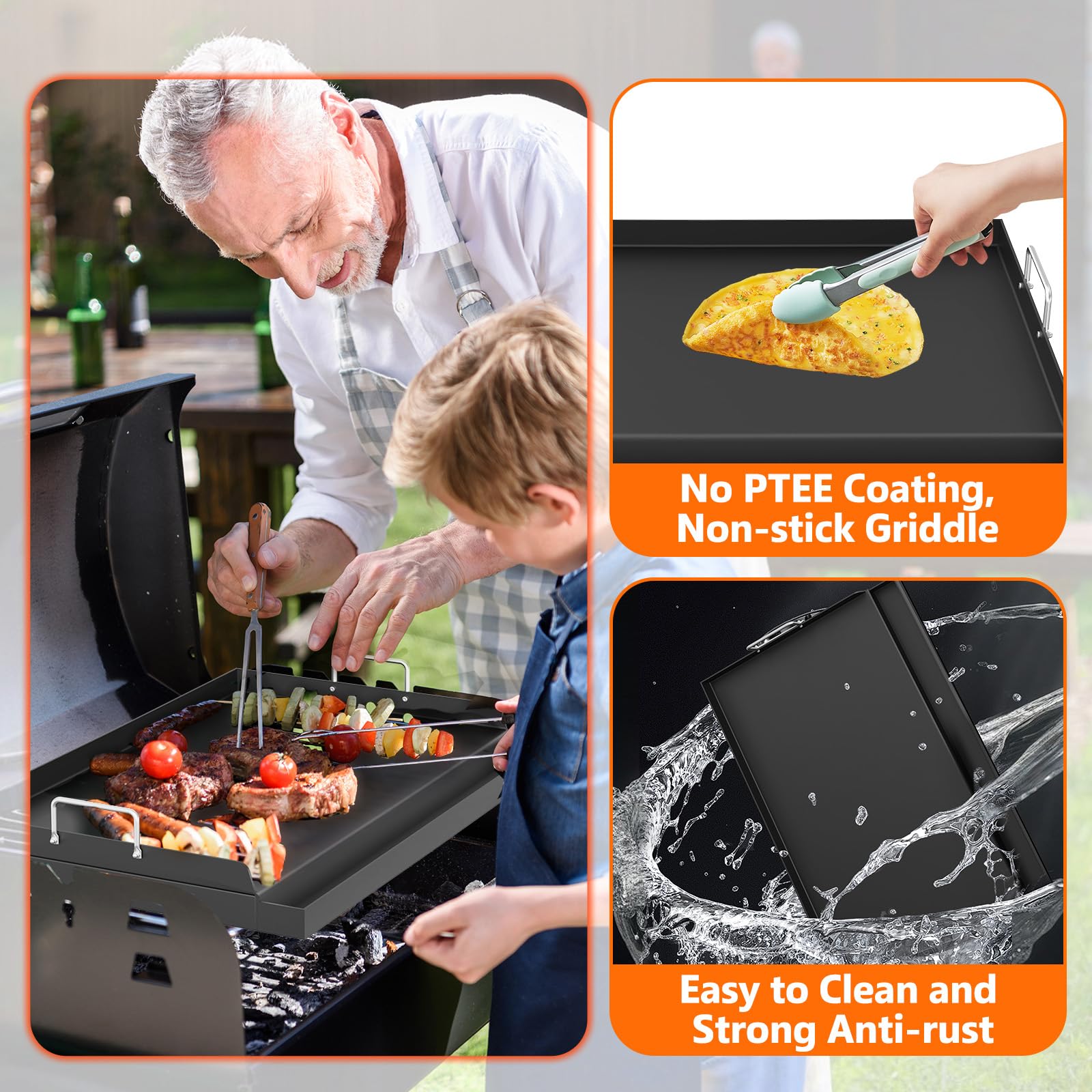 COZEER cooked burgers and pancakes on surface showing versatile cooking capability