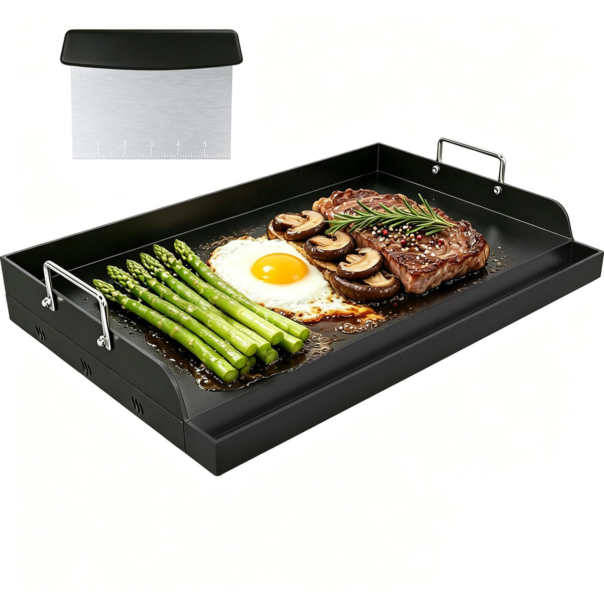 COZEER griddle front view showing full cooking area and durable finish