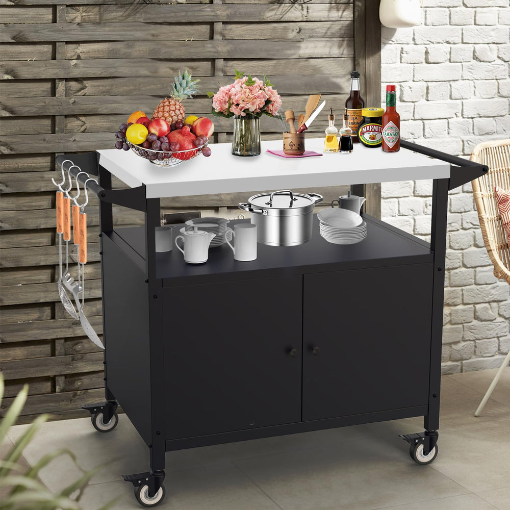 COZEER grill table in backyard setup for convenient outdoor entertaining