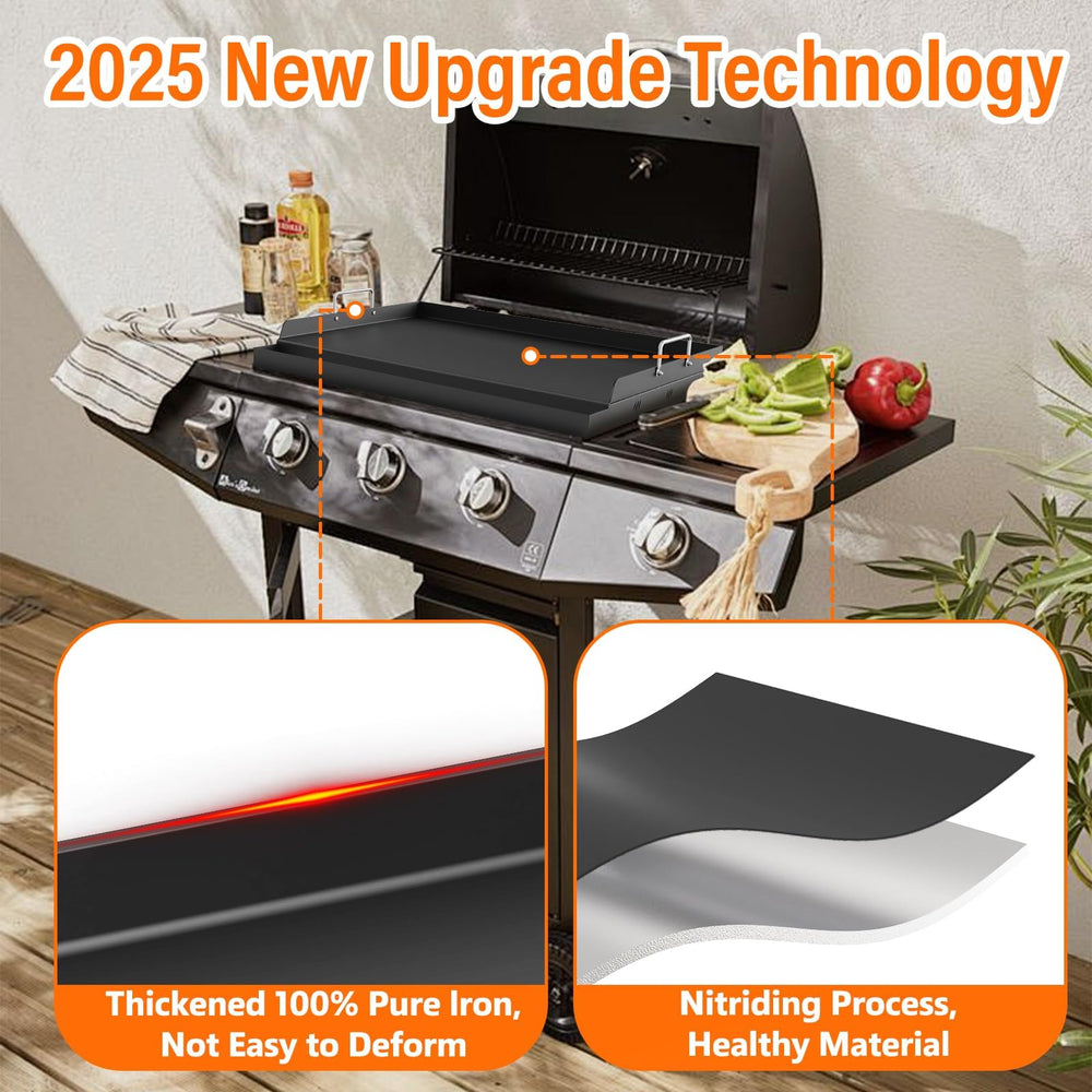 COZEER griddle next to hand for scale showing large cooking area