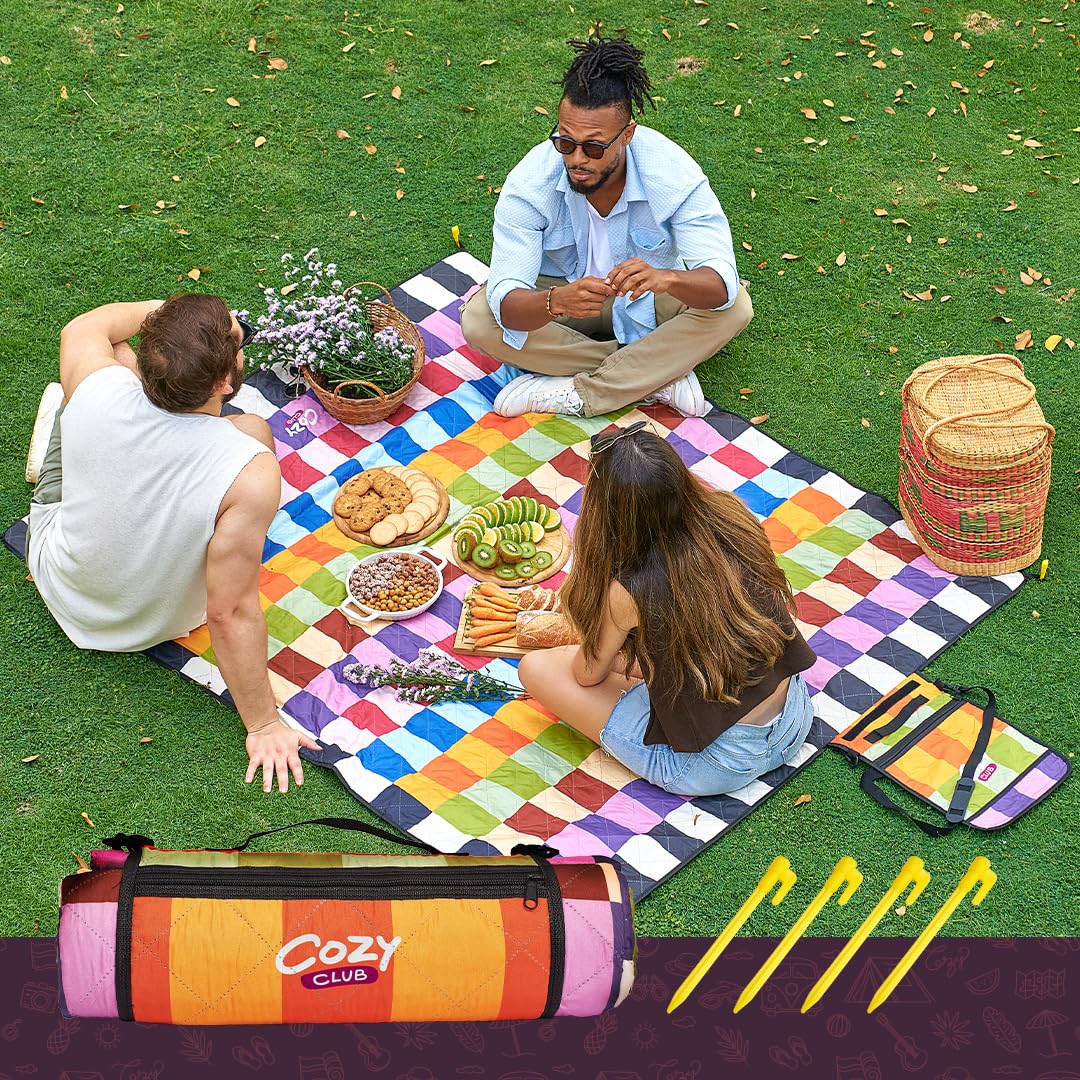 Cozy Club front view of folded blanket showing compact self-pack benefit