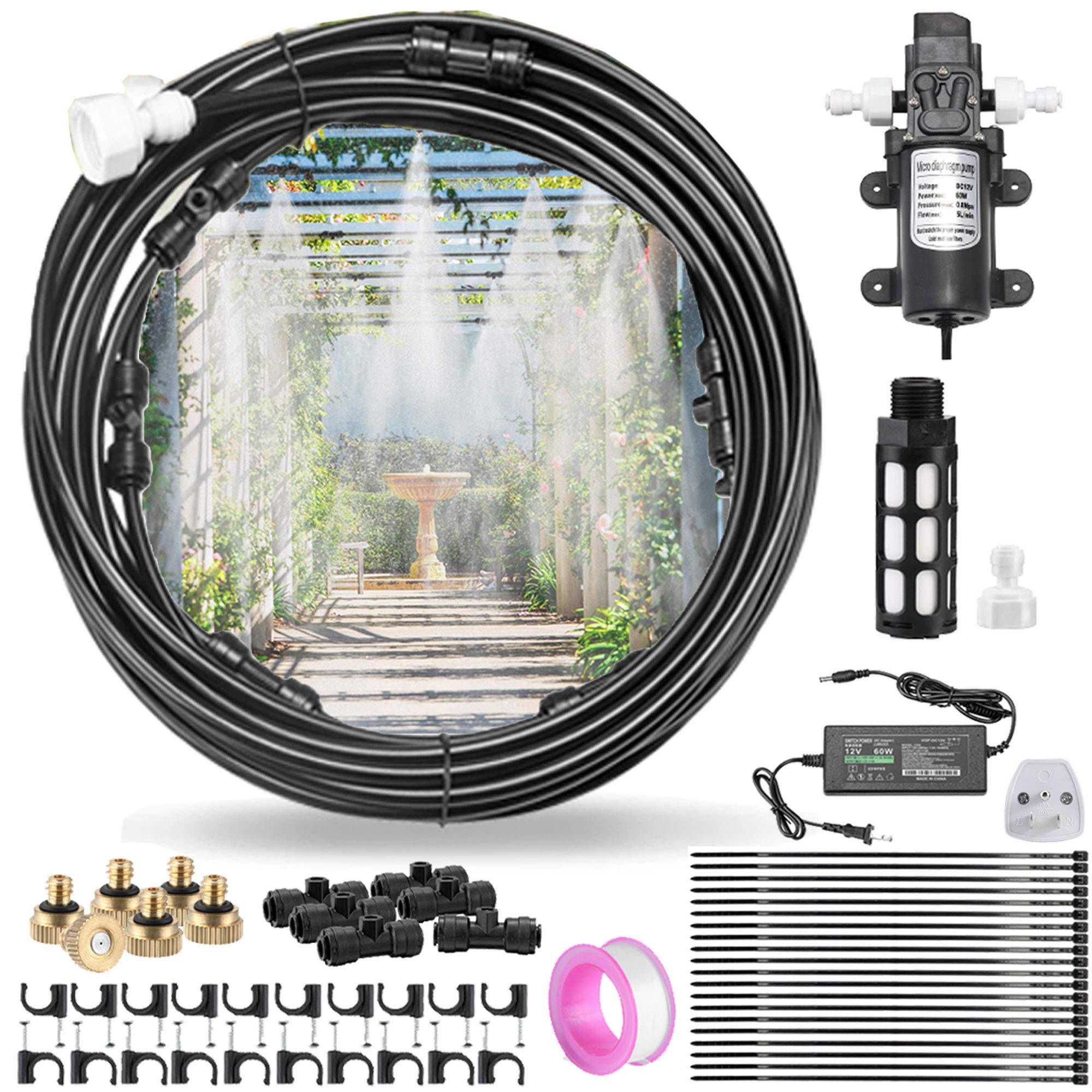 CozyCabin front view of entire misting kit for easy setup and cooling