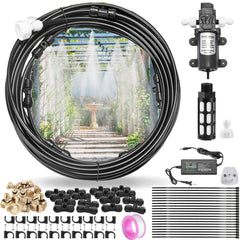 CozyCabin front view of misting kit showing complete contents and quick setup benefit