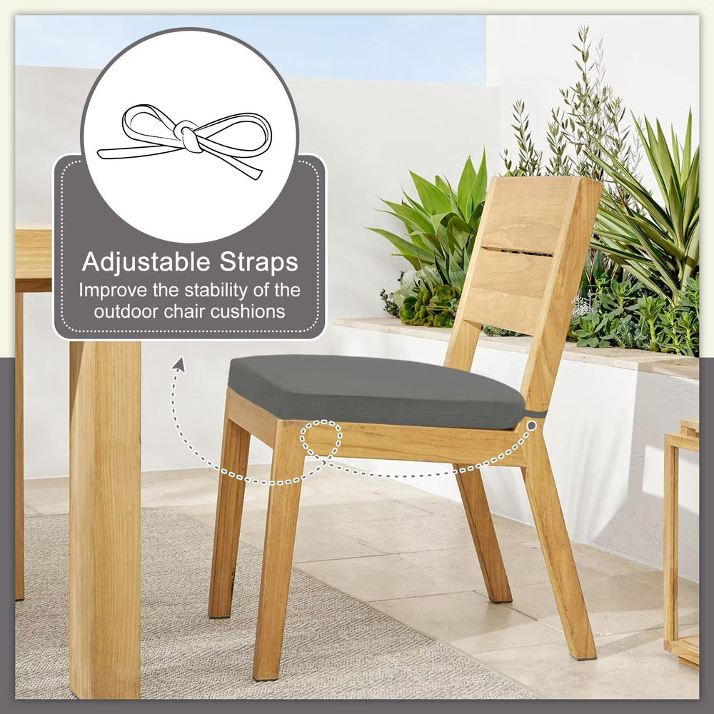 Cozyide adjustable straps being tied to a chair demonstrating secure, no-slip seating benefit