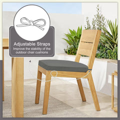Cozyide adjustable straps being tied to a chair demonstrating secure, no-slip seating benefit