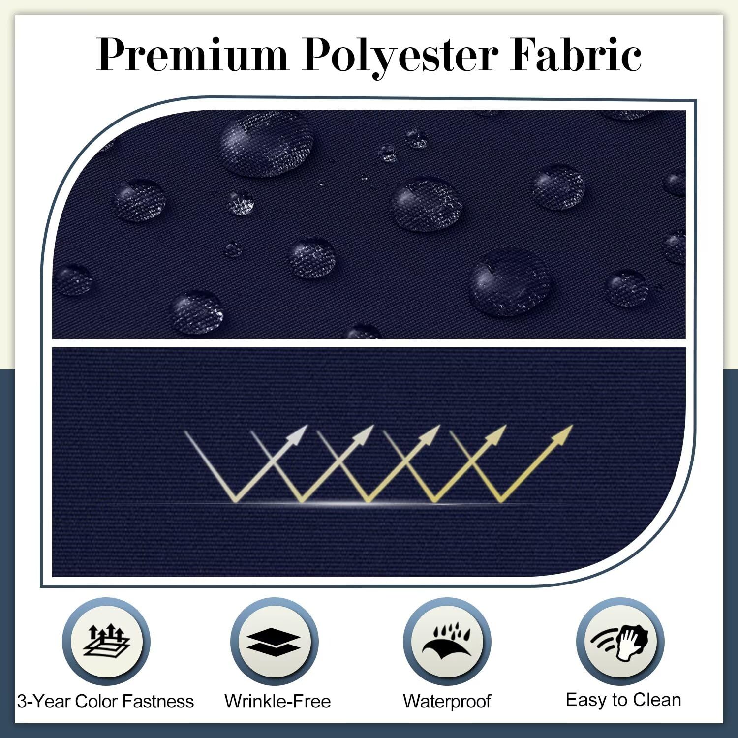Cozyide close-up of polyester texture showing water-resistant finish advantage