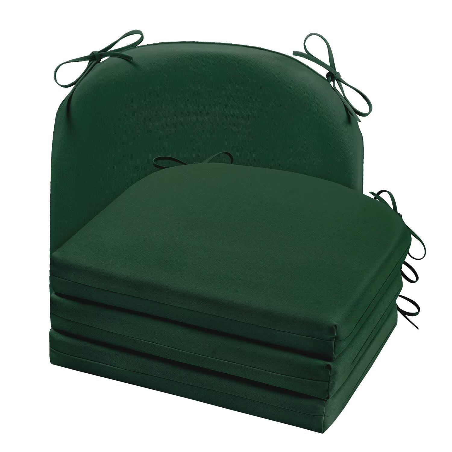 Cozyide front view of four dark green cushions showing neat fit and color
