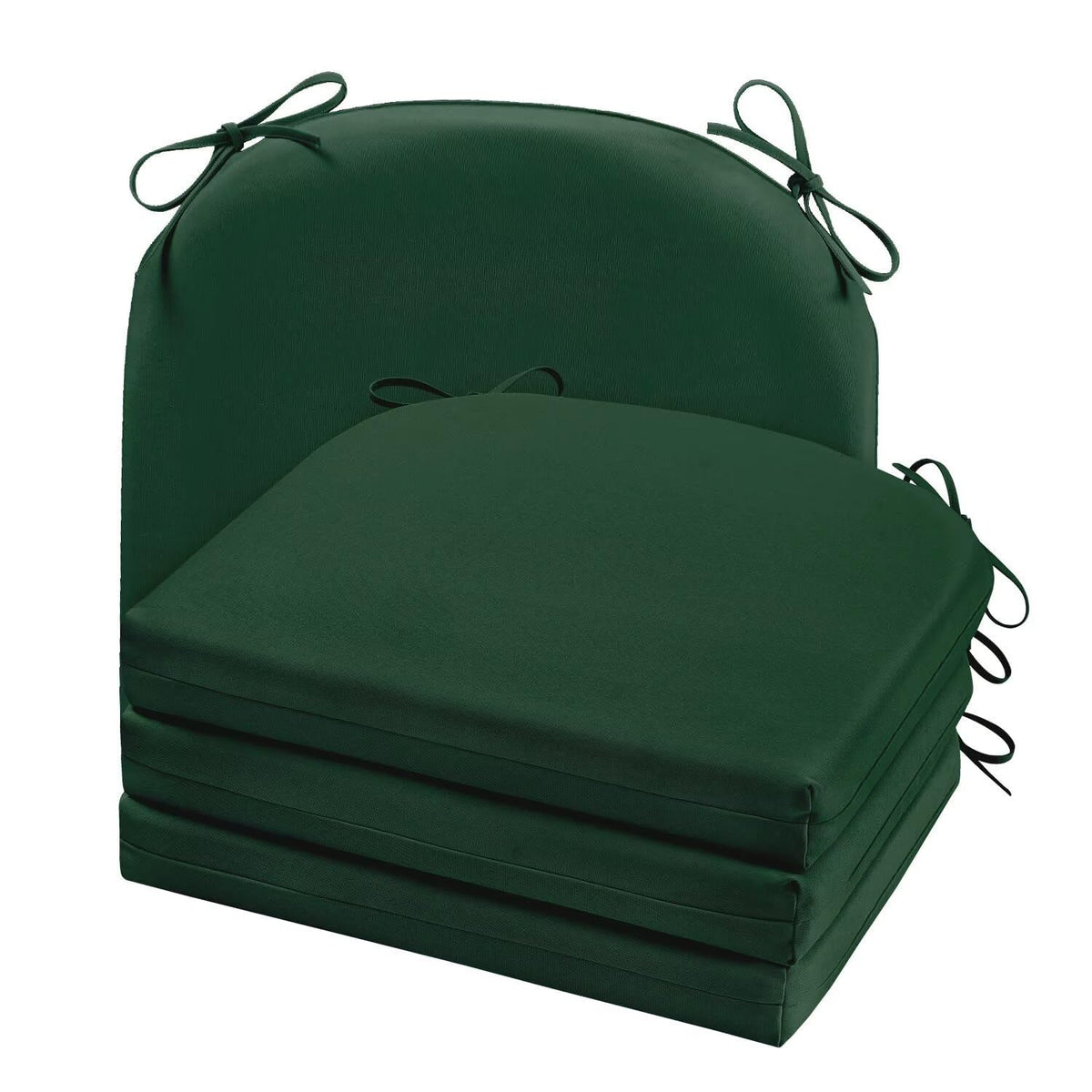 Cozyide front view of four dark green cushions showing neat fit and color