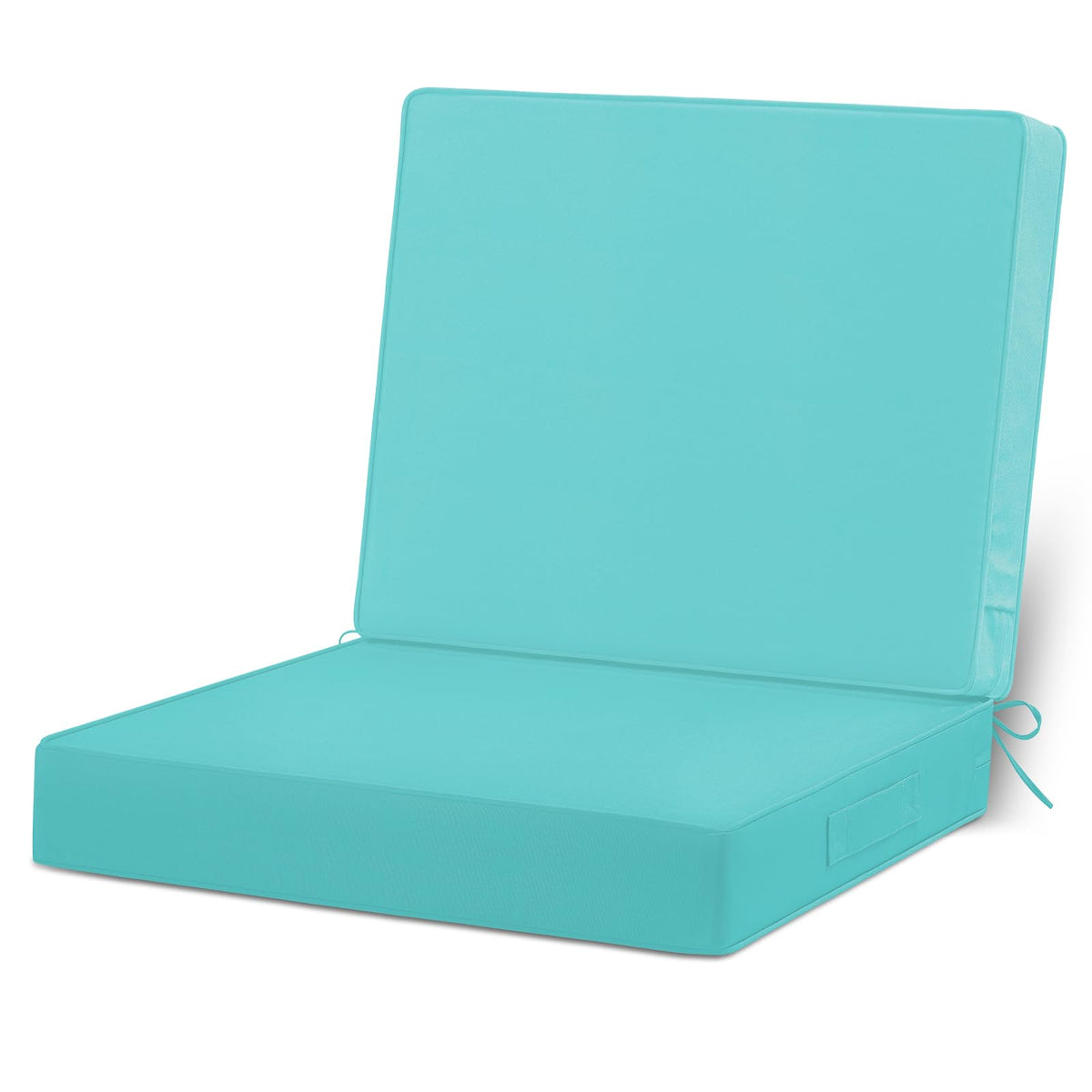Cozyide front view teal cushion on chair showing plush look and curb appeal