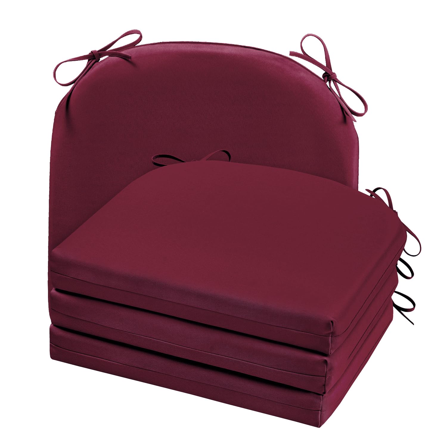 Cozyide front view burgundy cushions showing pack and neat finish benefits