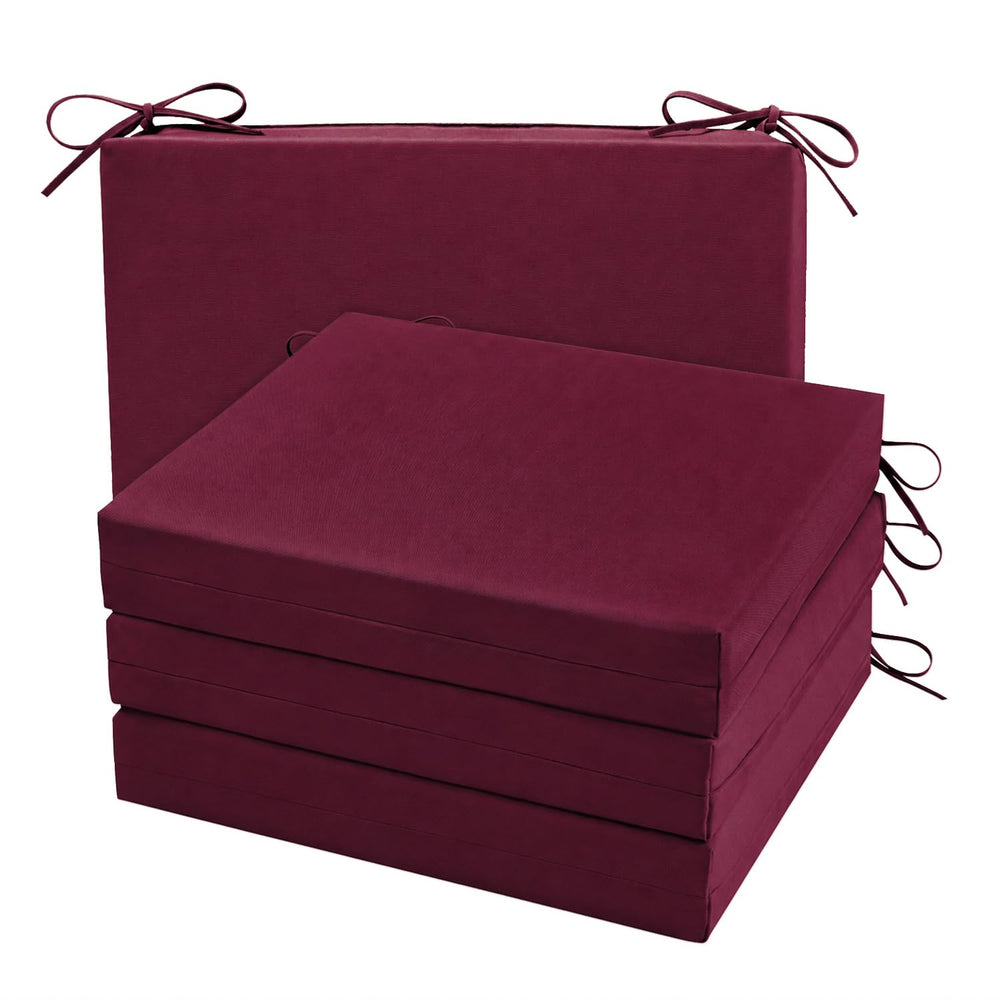 Cozyide front view of four burgundy cushions showing full set and benefit of coordinated seating