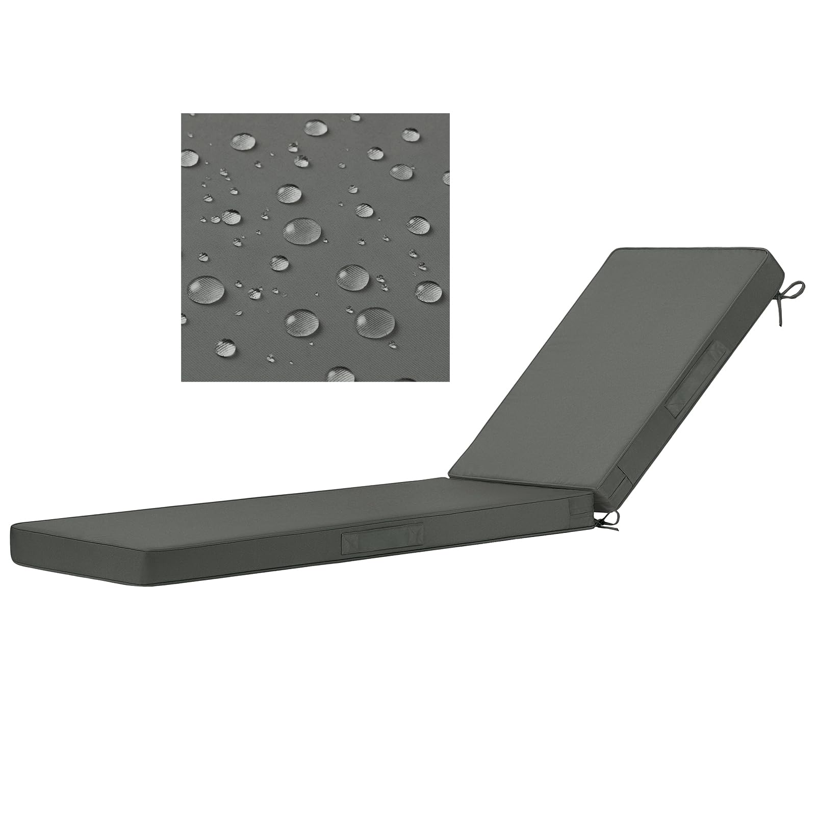 Cozyide front view of full two-piece chaise cushion showing neat fit and comfort