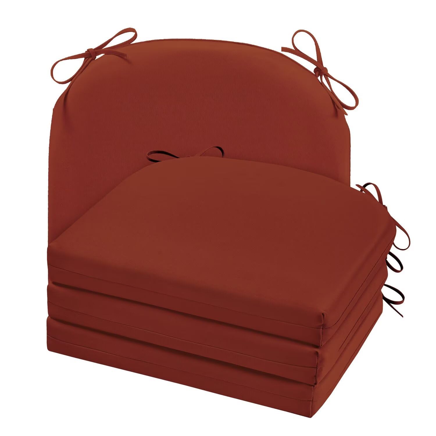 Cozyide front view of four brick red cushions showing neat fit and color