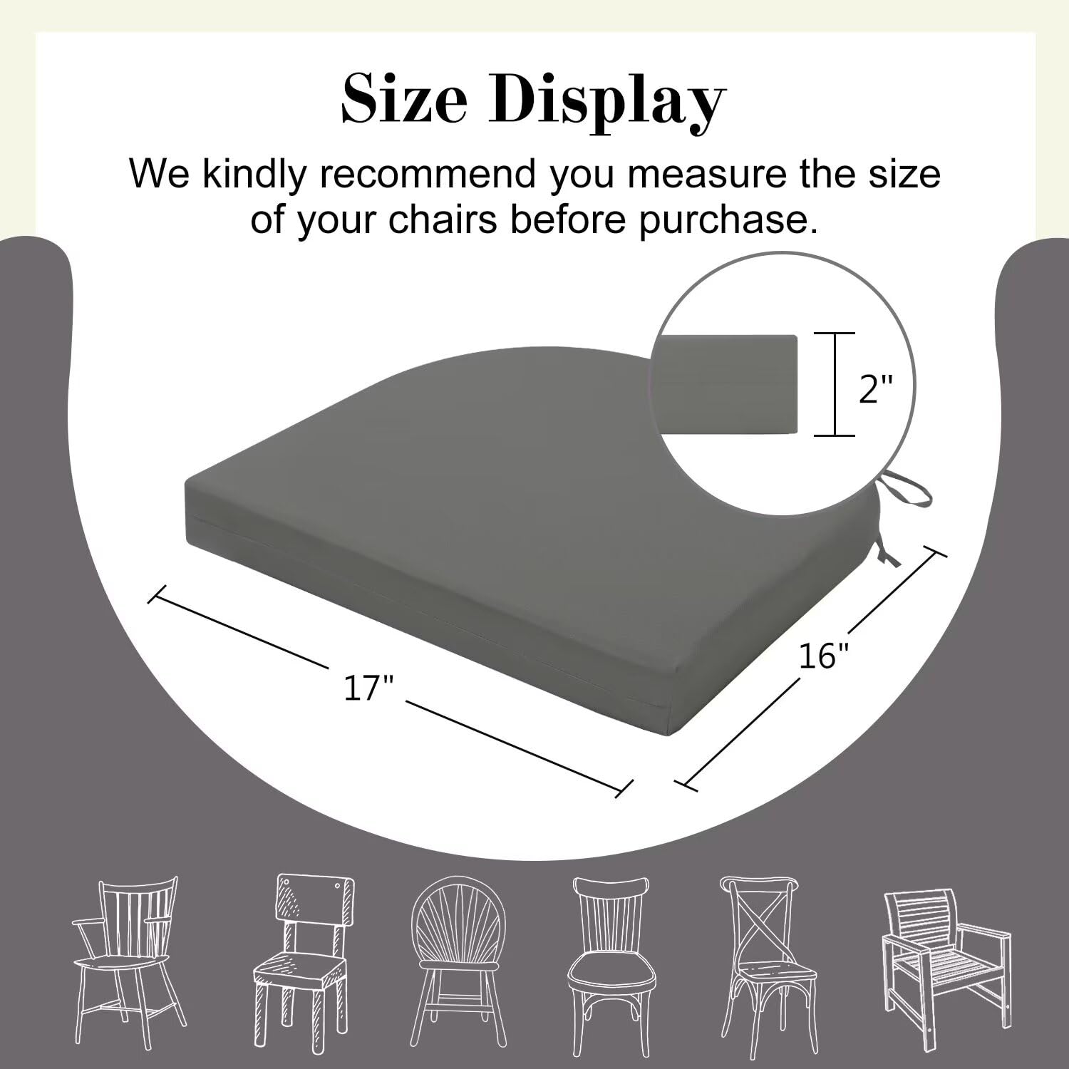 Cozyide side profile showing 17x16x2 inches thickness for comfortable low-profile support