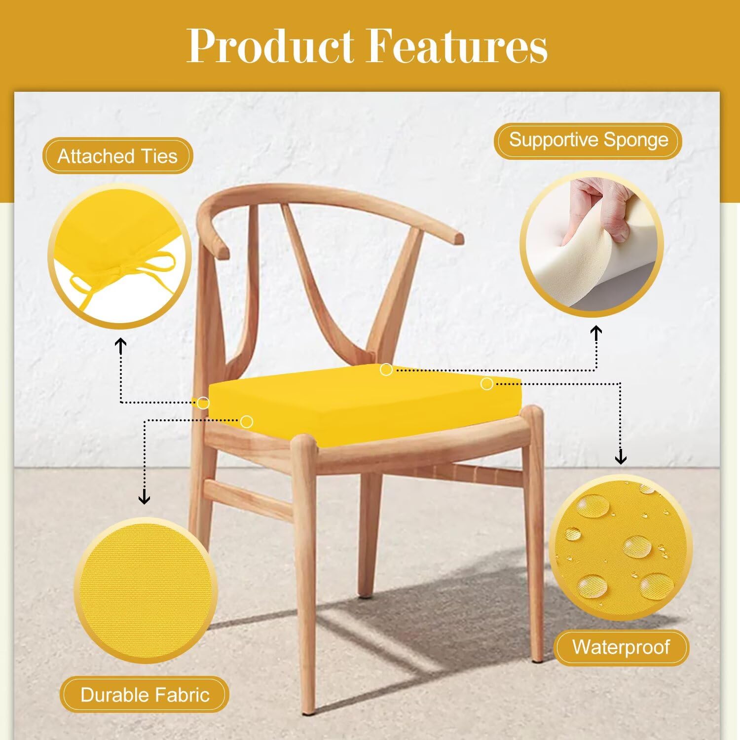 Cozyide cushion side profile illustrating 3-inch thickness and supportive comfort benefit