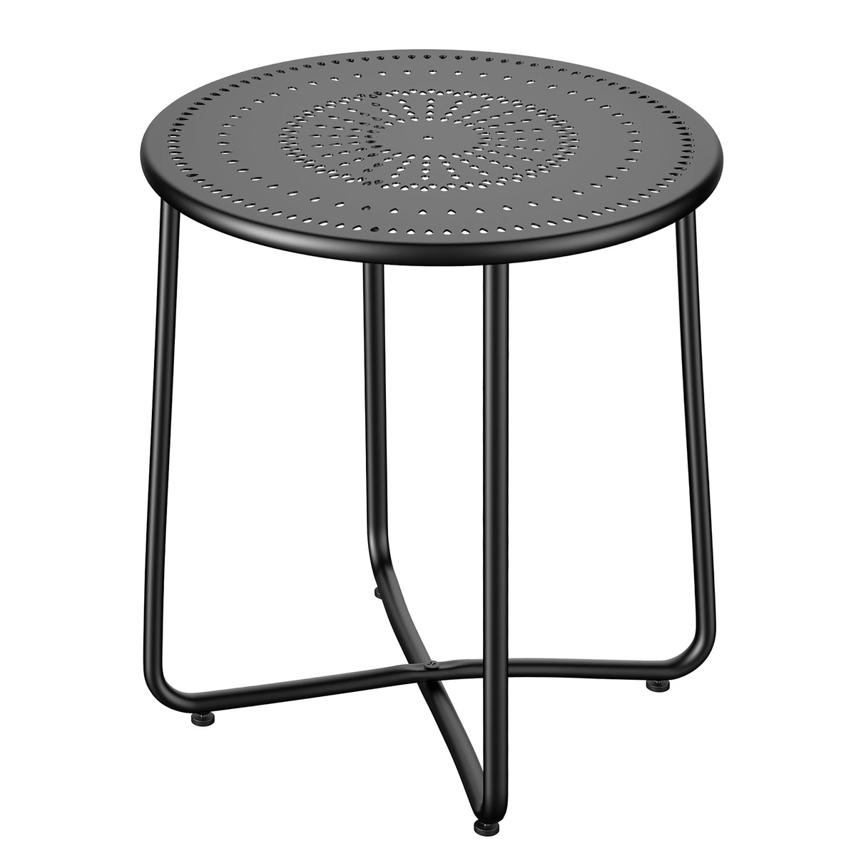 cozynest home front view black side table showing sleek design and outdoor-ready look
