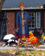 Cozypower dressed skeleton on lawn daytime showing festive autumn decoration result