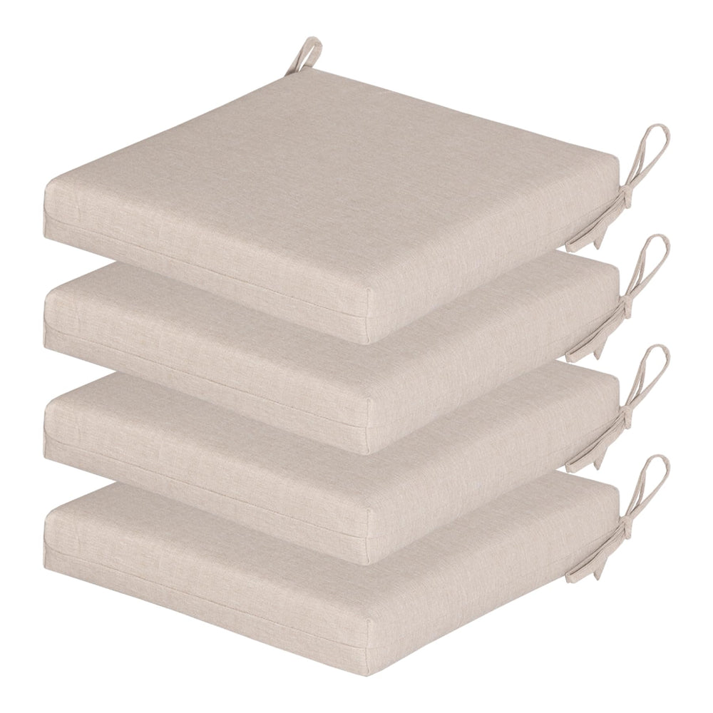 COZYVIDA front view of four putty cushions showing neat square profile and ties