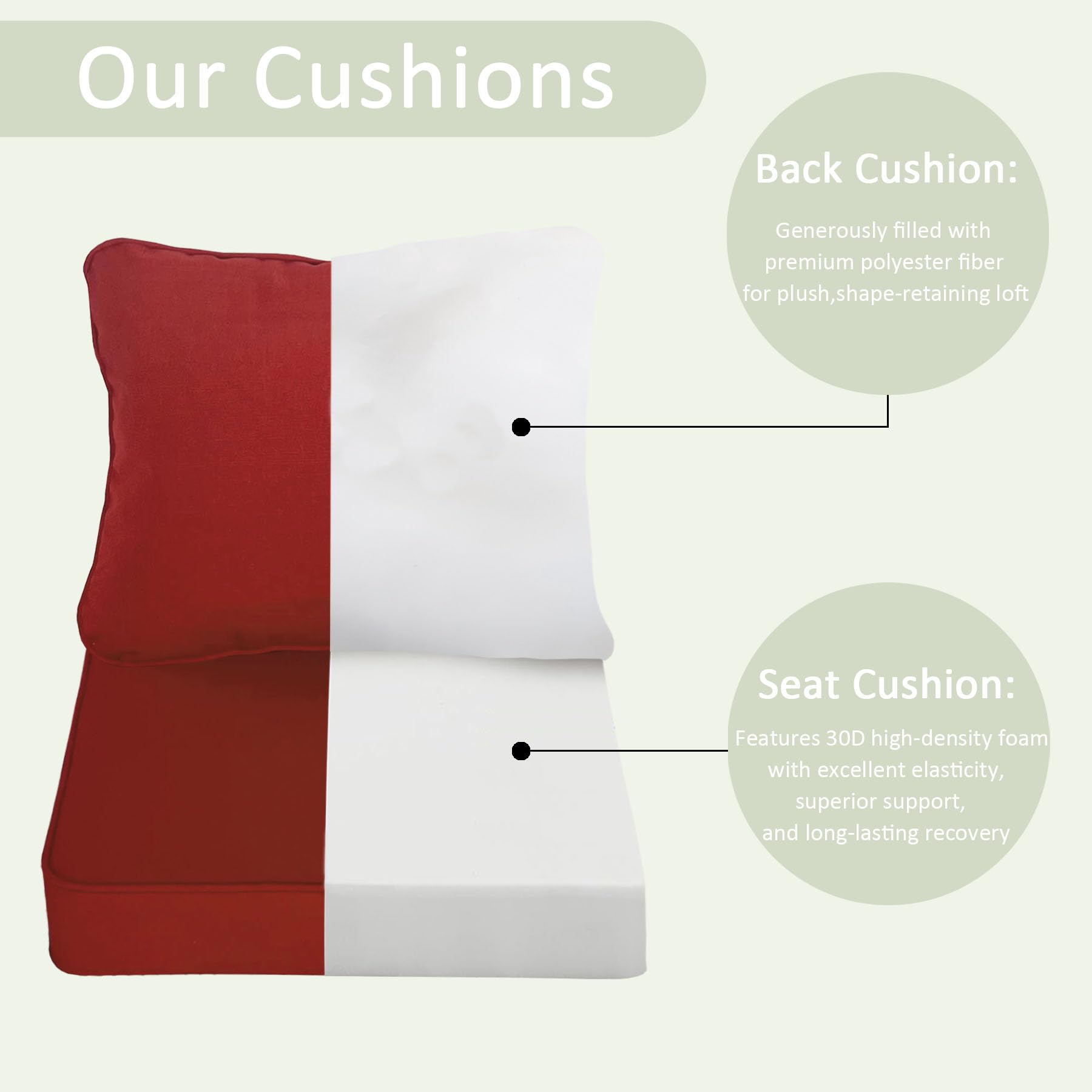 COZYVIDA cushions placed on bistro chair demonstrating improved comfort and style