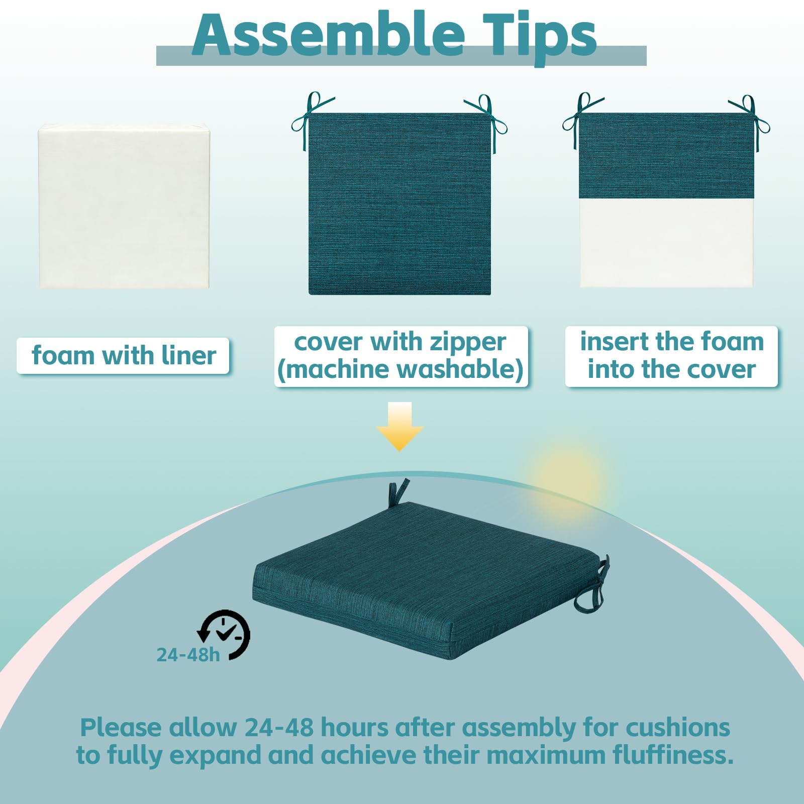 COZYVIDA tie straps detail securing cushion to chair for stable seating
