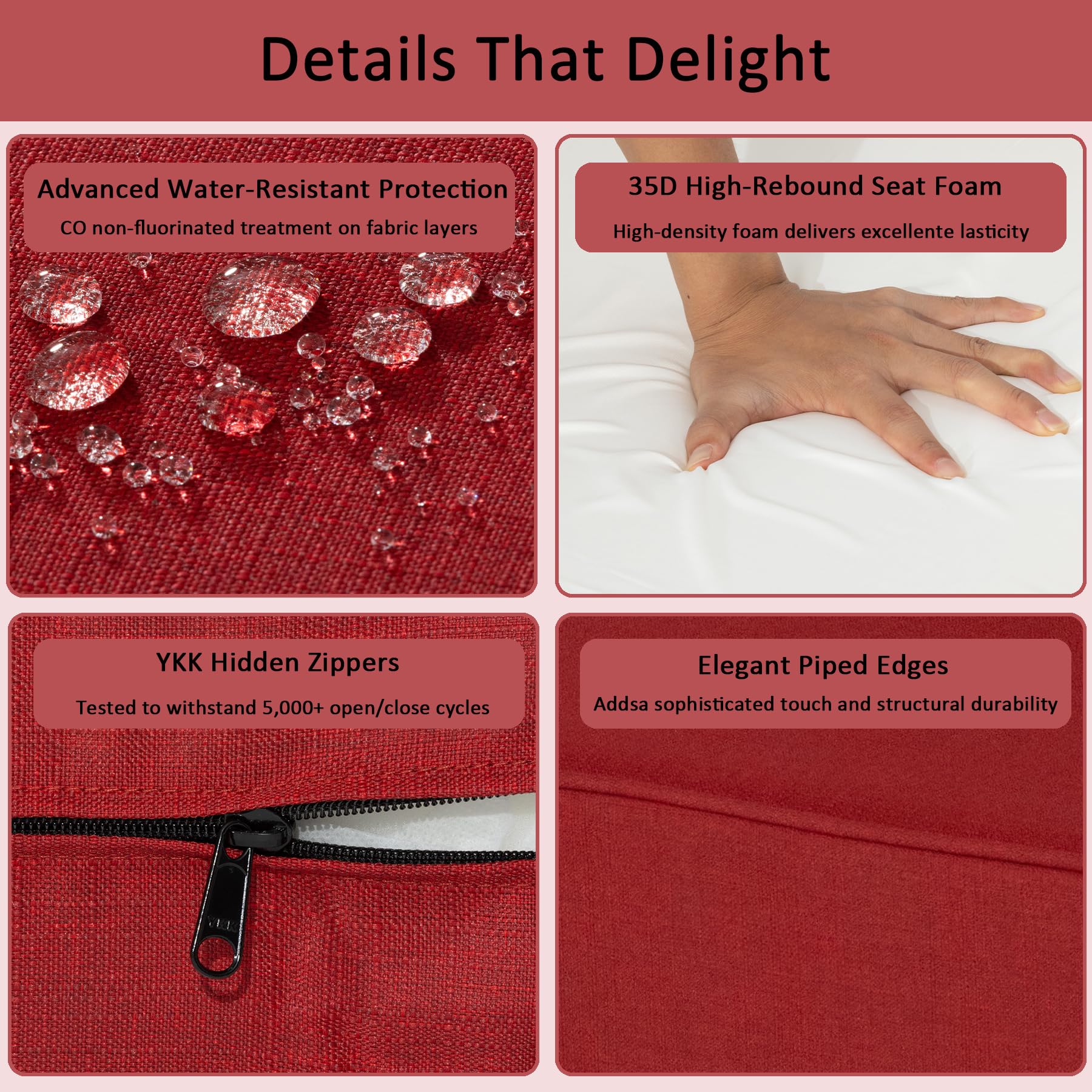 COZYVIDA YKK zipper detail for easy cover removal and cleaning