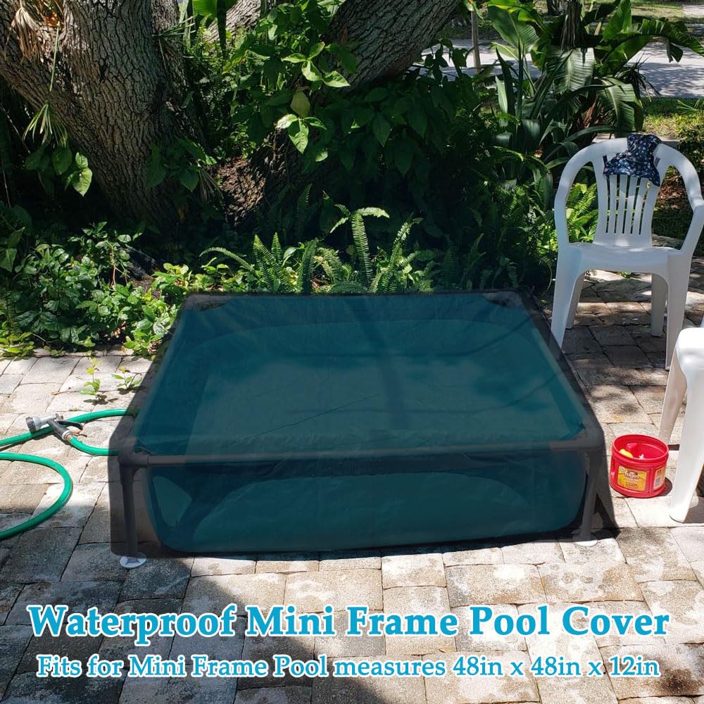 Cozzka outdoor backyard lifestyle with cover showing cleaner pool between uses