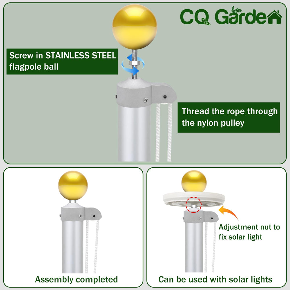 CQ Garden 3.5-inch ball topper detail highlighting decorative, rust-resistant finish