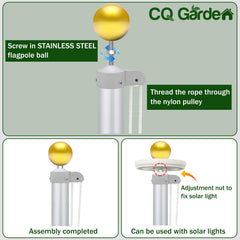 CQ Garden 3.5-inch ball topper detail highlighting decorative, rust-resistant finish