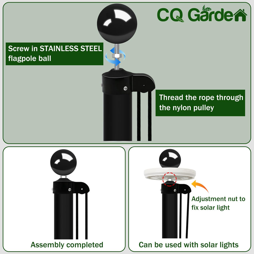CQ Garden 3.5 inch stainless steel ball topper detail adding polished protection