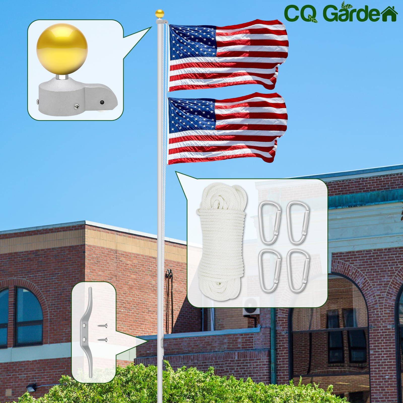 CQ Garden cast-aluminum truck close-up showing pulley for smooth rope operation