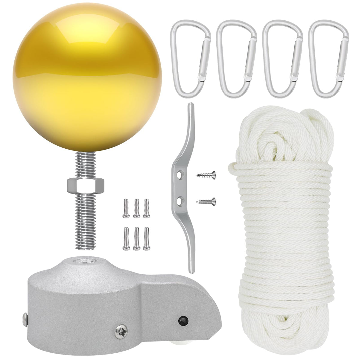 CQ Garden kit components front view showing gold finish and complete hardware