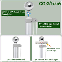 CQ Garden 3.5-inch ball topper detail showing rust-resistant finish benefit