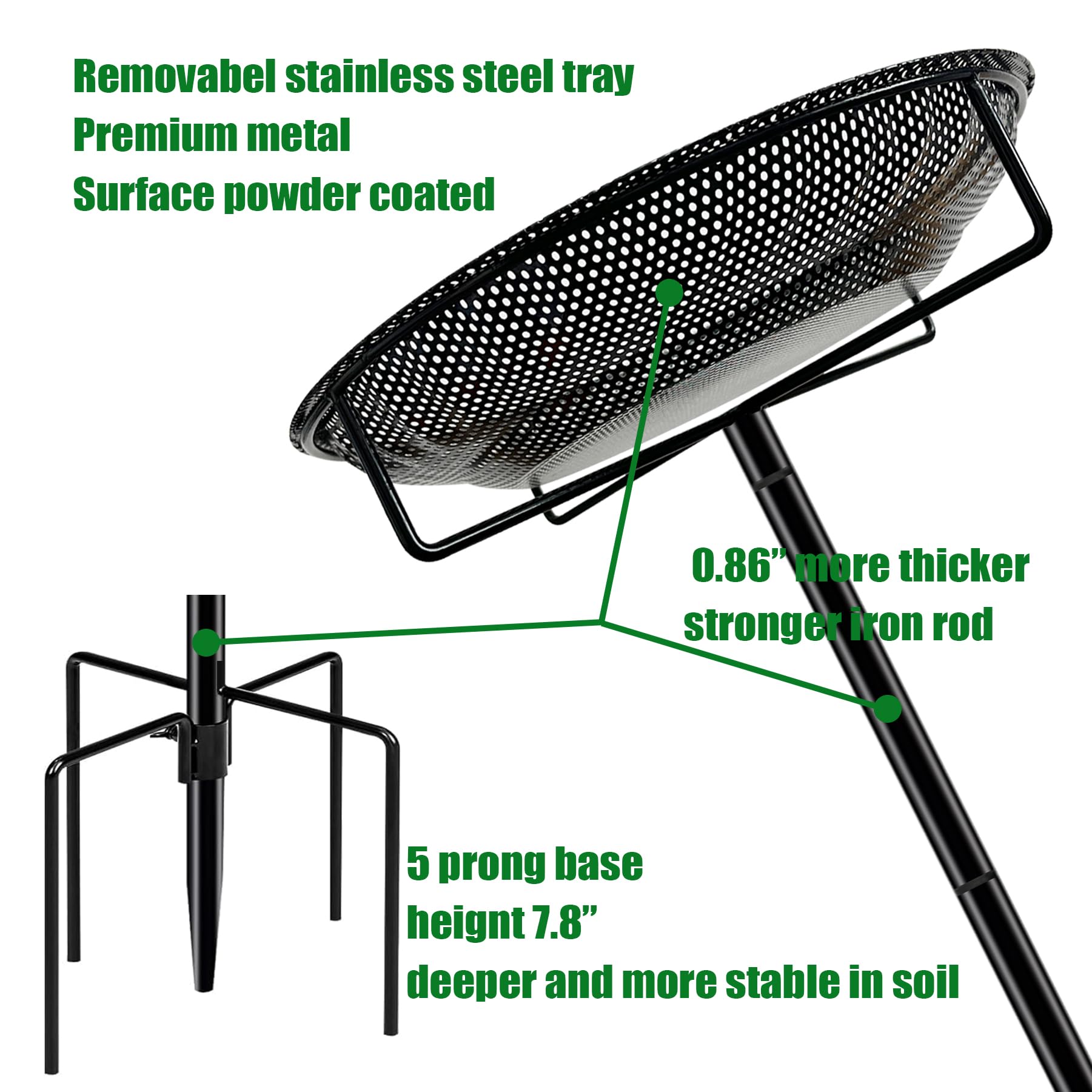 CQAIRIOU feeder size comparison with hand showing 11.8-inch platform scale