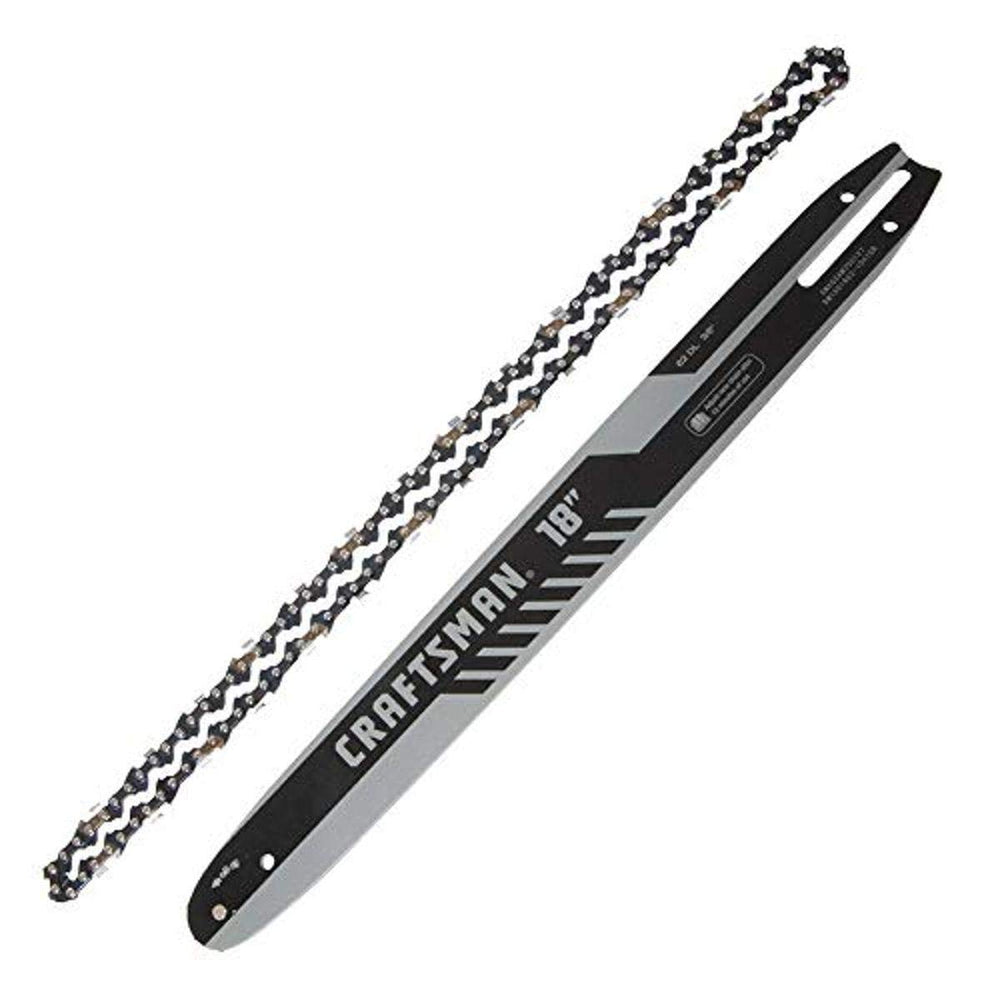 CRAFTSMAN 18-inch bar and chain front packaging showing product and fit