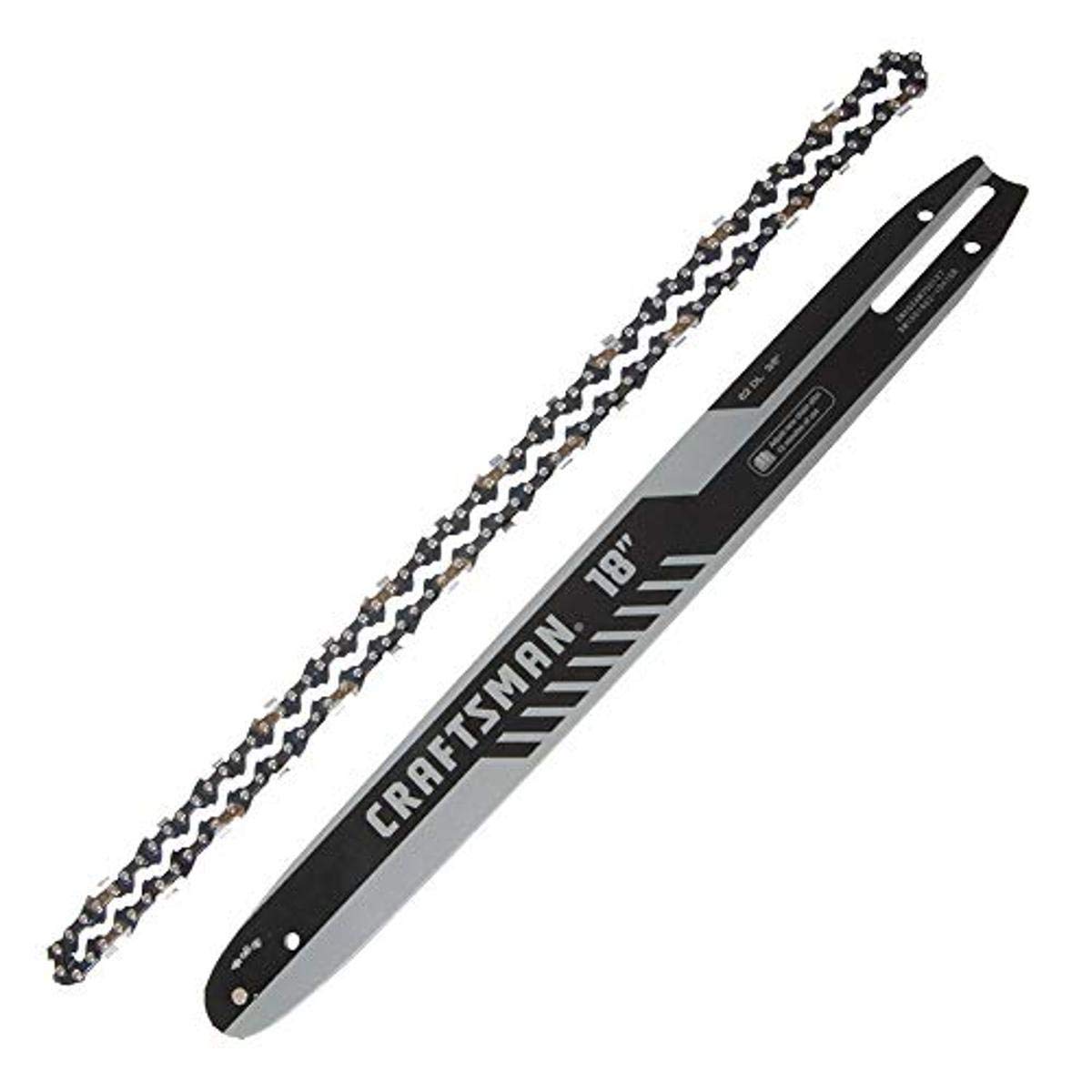 CRAFTSMAN 18-inch bar and chain front packaging showing product and fit
