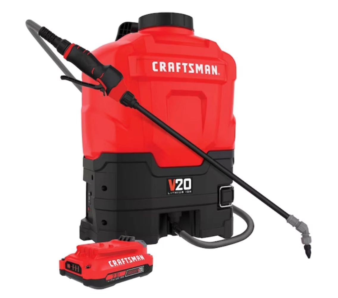 CRAFTSMAN front view of backpack sprayer showing form and controls for easy operation