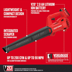CRAFTSMAN battery and charger included with blower for quick power swaps