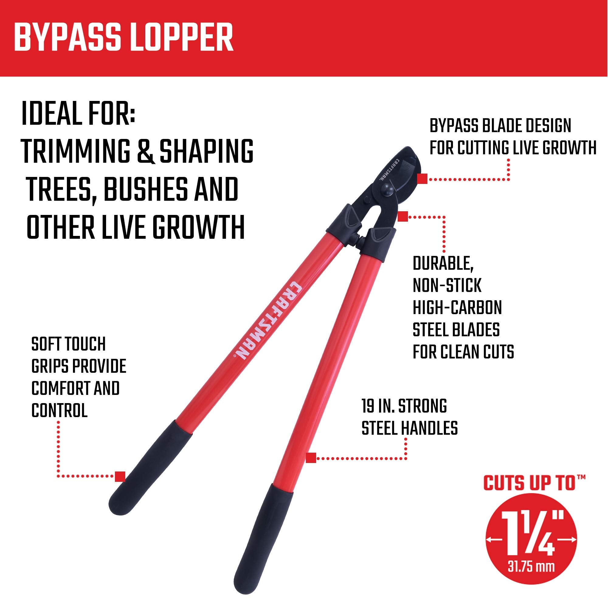 CRAFTSMAN bypass lopper full-length handles providing leverage and comfortable grip