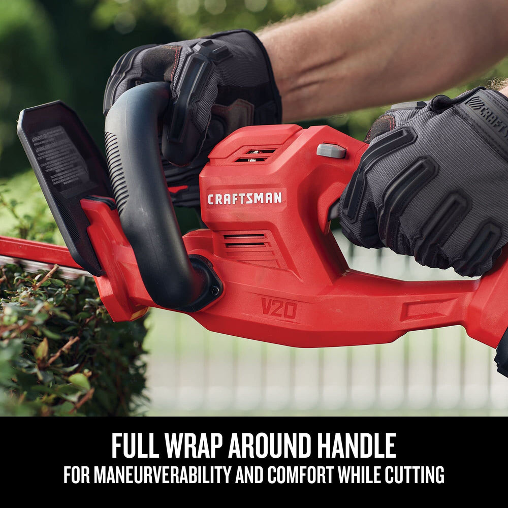 CRAFTSMAN hedge trimmer cutting a hedge demonstrating efficient trimming