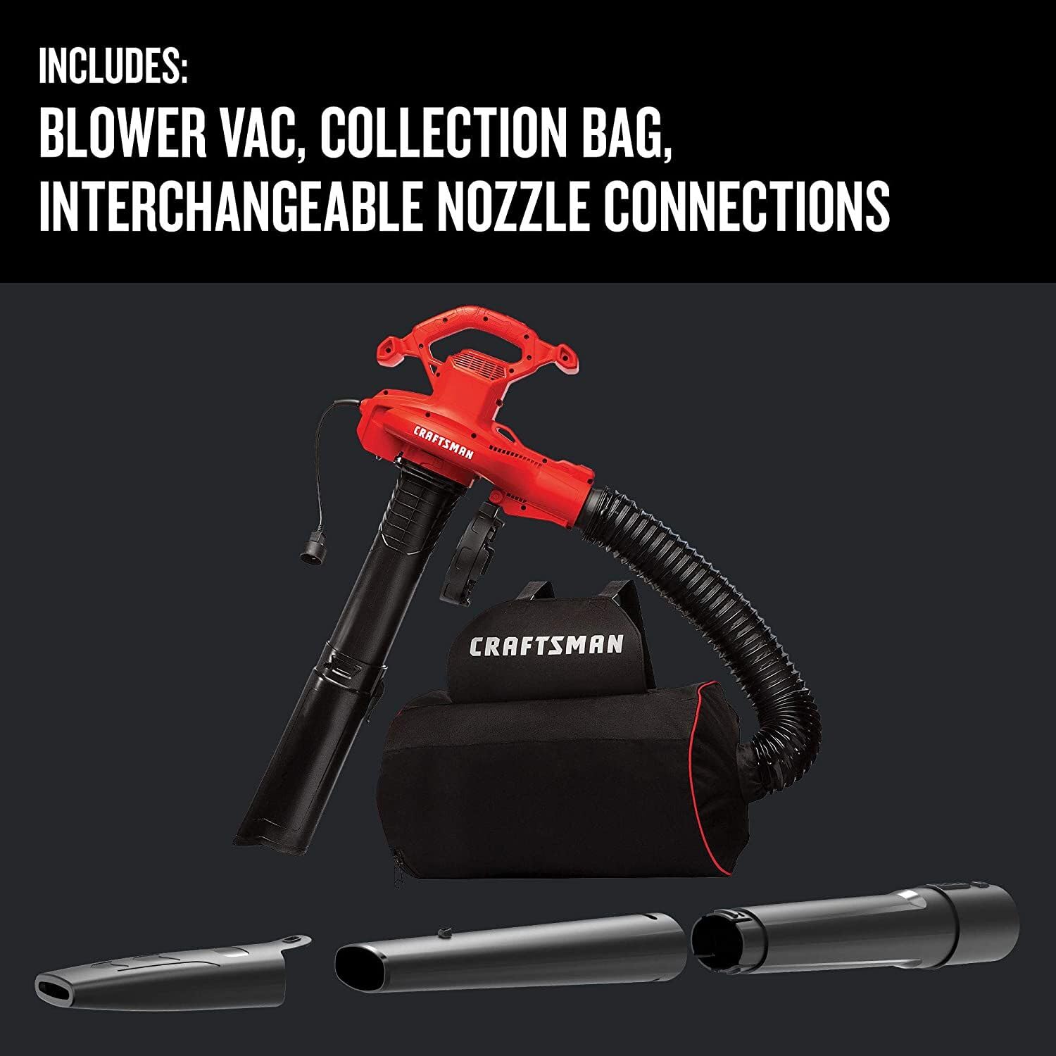 CRAFTSMAN in-use vacuuming leaves into backpack bag to collect debris efficiently