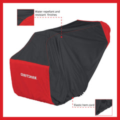 CRAFTSMAN detail of elastic hem securing cover tightly against wind
