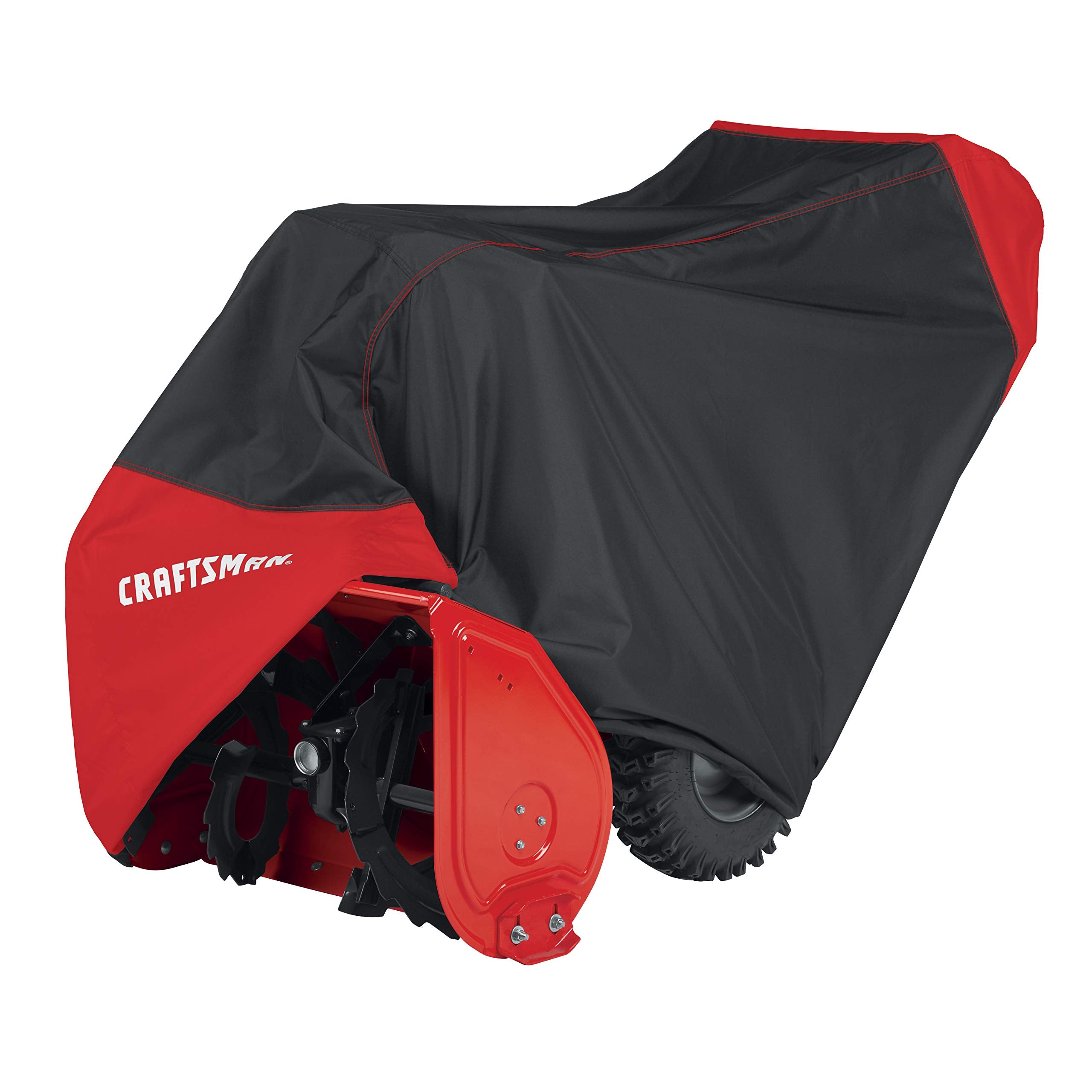 CRAFTSMAN cover fitted on snow blower outdoors preventing moisture damage