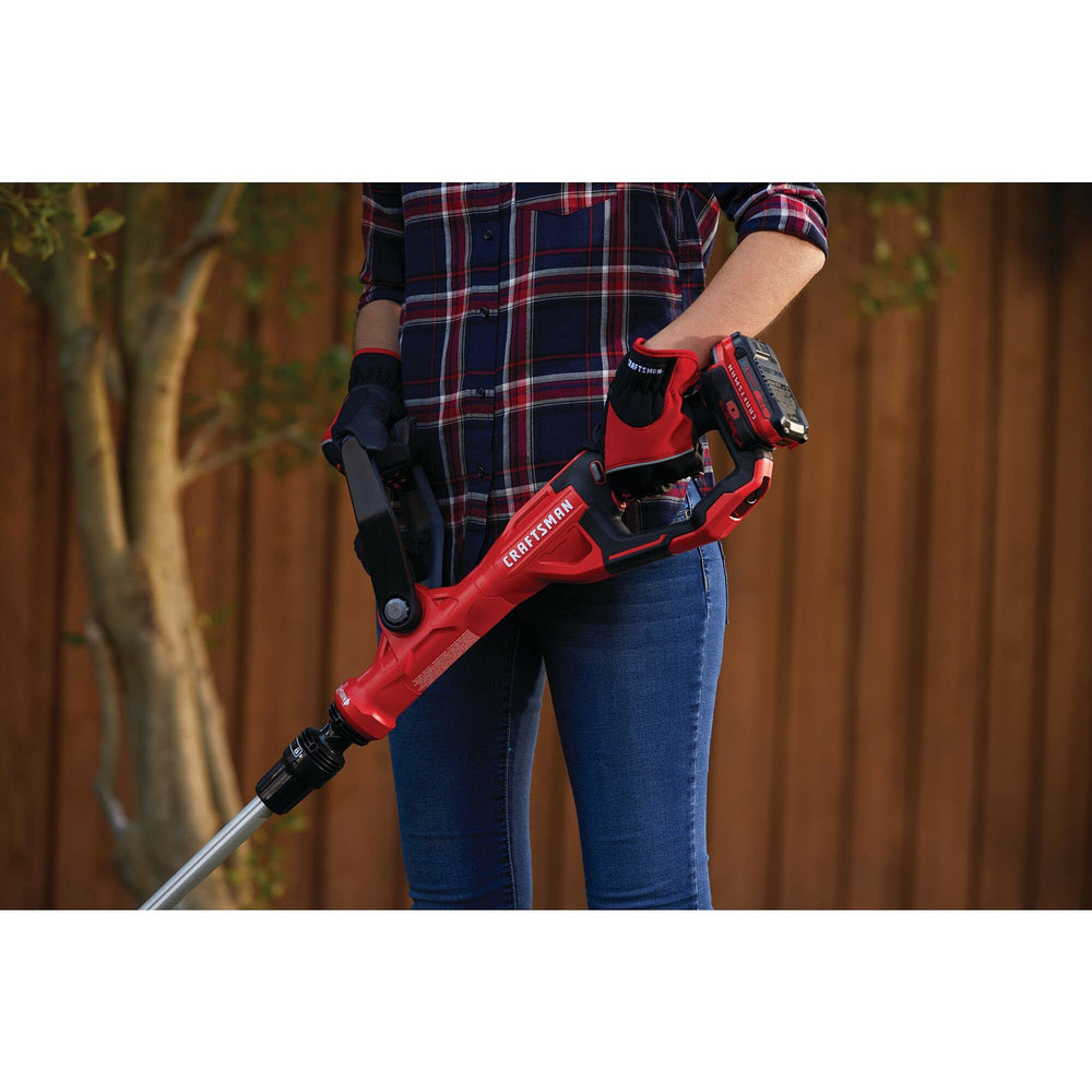 CRAFTSMAN trimmed lawn showing uniform 13-inch cutting swath for tidy edges