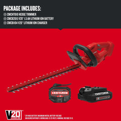 CRAFTSMAN close-up dual-action blade delivering cleaner, precise hedge cuts