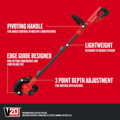 CRAFTSMAN edger side profile illustrating lightweight body for effortless mobility
